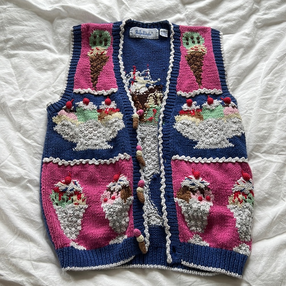Vintage Hand Knit Ice Cream Sweater Vest